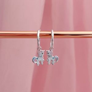 925 Sterling silver unicorn hoop earrings